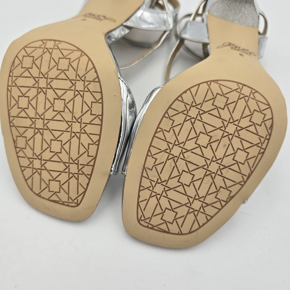 Jewel Badgley Mishka Kiki Ankle Strap Heeled Sandals, Silver, Women's Size 8 - Picture 11 of 16